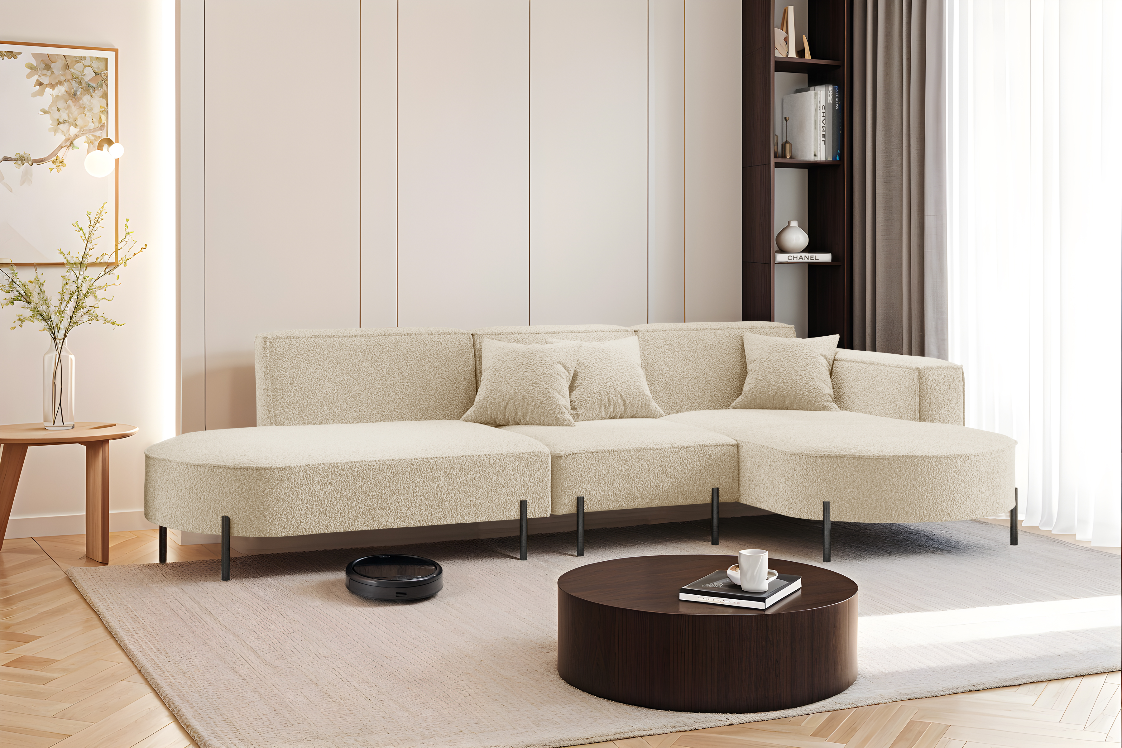 Parma L Hills Ecksofa L-Form Quelle Creme Beige